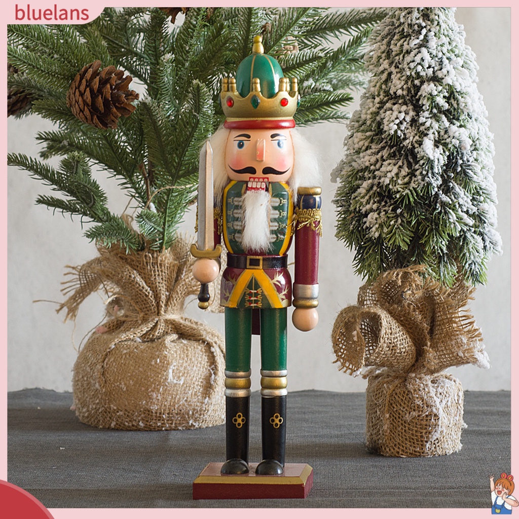 Set 2 Mô Hình Gỗ Nutcracker Trang Trí Giáng Sinh