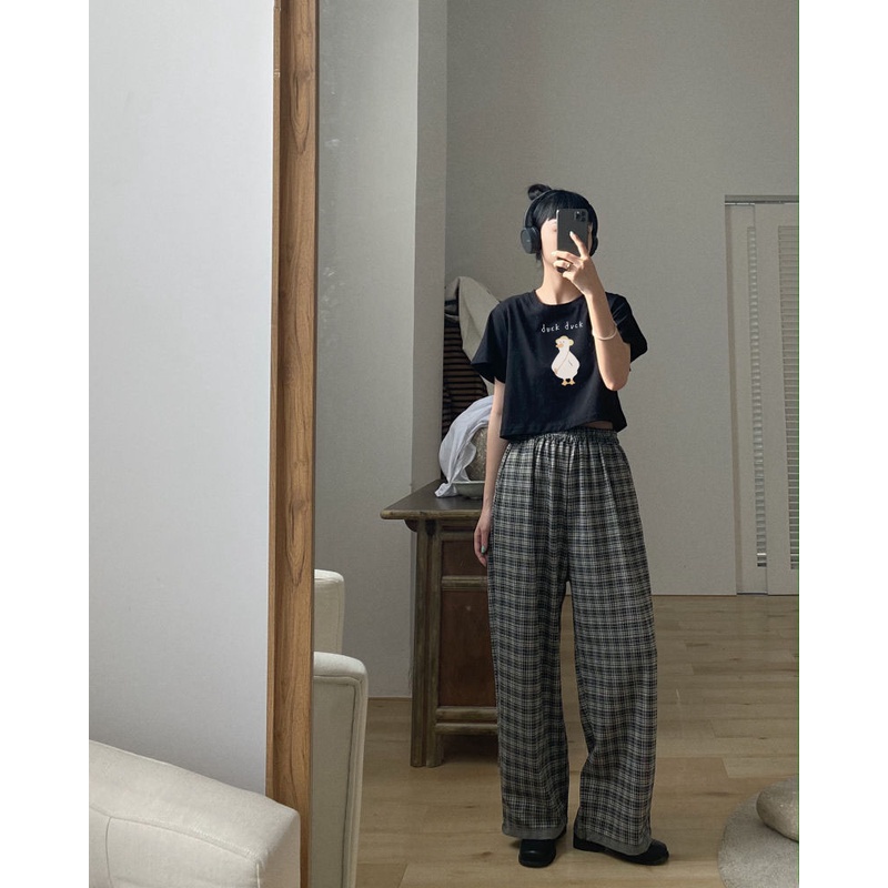 Áo Thun Crotop Form Rộng Unisex Tay Ngắn Chất Cotton Mềm Mại In Hình DUCK DUCK Ulzzang Style Hàn Quốc TTT0174