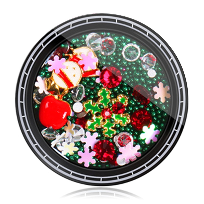 1 Hộp Phụ Kiện Trang Trí Móng Tay 3D Chủ Đề Giáng Sinh