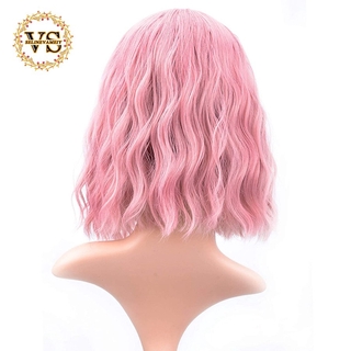 Tóc giả nữ ngắn màu hồng cá tính