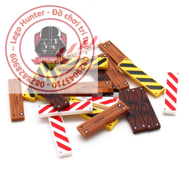 Non Lego gạch part moc : combo 4 miếng ghép 1 x 4 trơn in mặt gỗ , vạch chéo