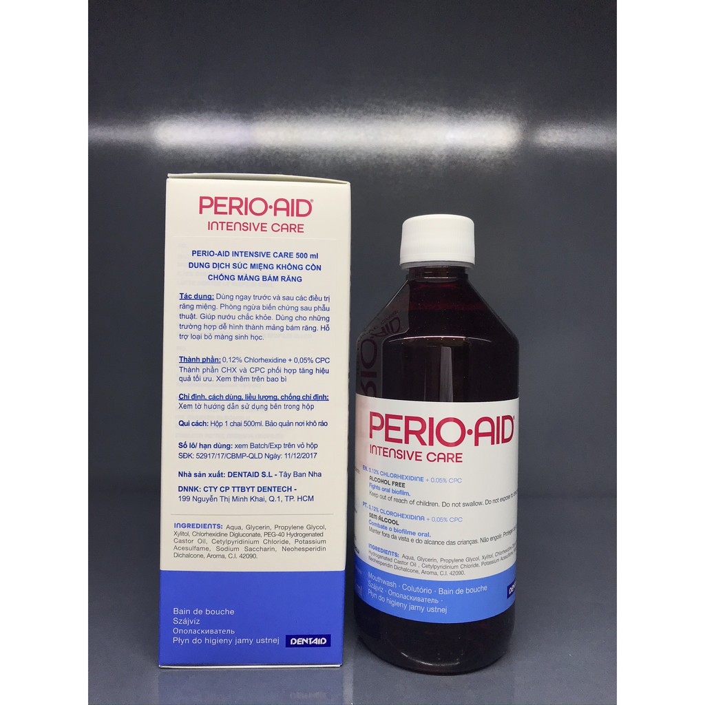 Nước súc miệng sát khuẩn PERIO AID INTENSIVE CARE 500ML [dvcareshop]