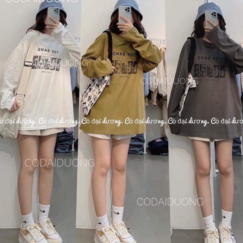 [RẺ VÔ ĐỊCH] Áo thun THU ĐÔNG form thụng in chữ THE BAND dài tay cổ tròn unisex (kèm ảnh thật ở cuối)