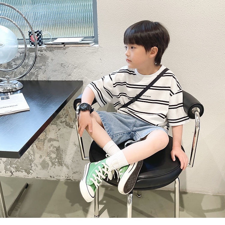 Áo Thun Cotton Ngắn Tay Dáng Rộng Phong Cách Mới Cho Bé Trai