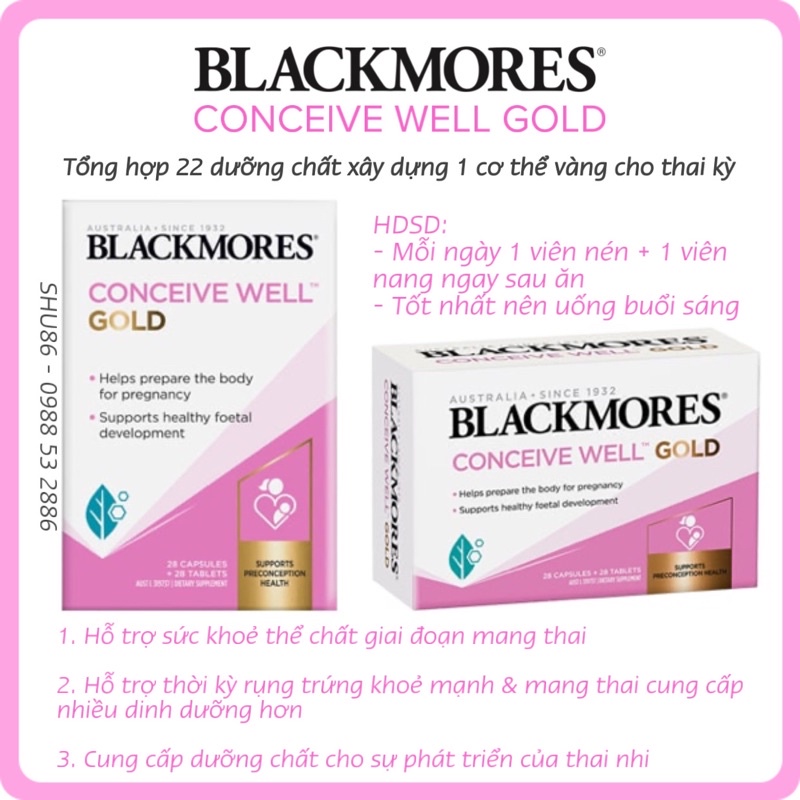 Blackmores Conceive Well Gold - Viên uống bổ trứng , tăng khả năng thụ thai