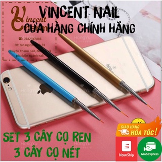 Set 3 cây cọ ren - Bộ cọ vẽ nét - Set 3 chiếc 5mm ; 9mm ; 11mm