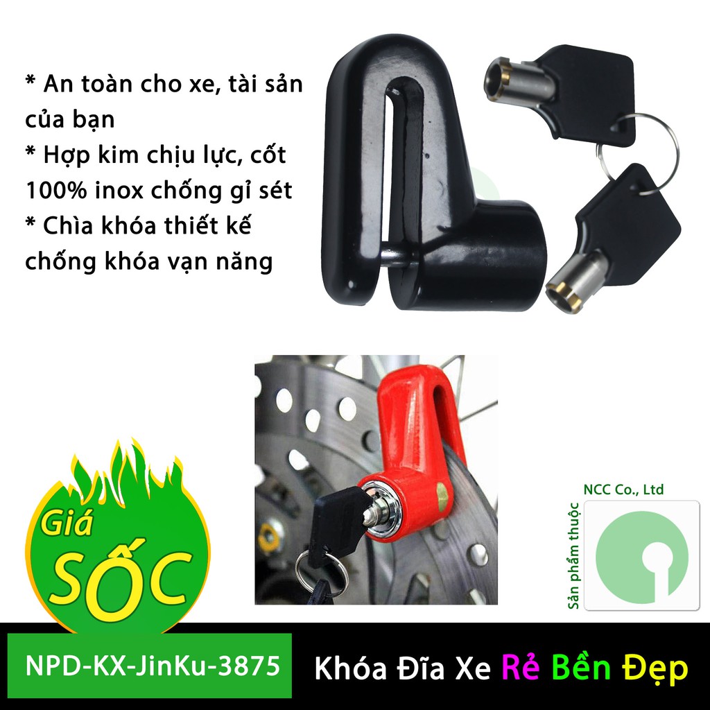 [KhoNCC] Khóa Đĩa Chống Trộm Cho Xe Máy, Xe Đạp - Cốt Thép Không Gỉ - Khóa Chống Cắt - NPD-KX-JinKu-3875 (MàuNgẫuNhiên)