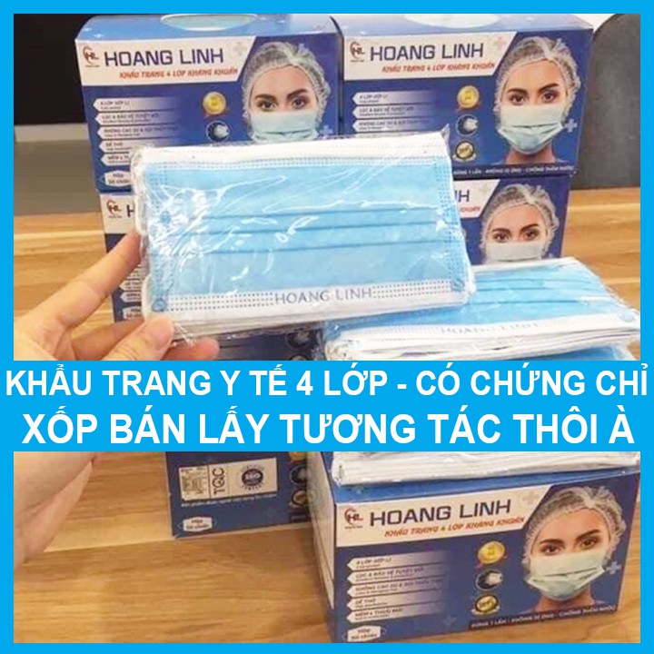 Khẩu trang y tế 4 lớp dùng 1 lần hộp 50 chiếc