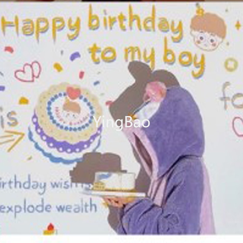 Đèn Chiếu Happy Birthday size Nhỏ Di Động Áo Thun Dài Tay Phong Cách Hàn Quốc