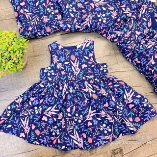Đầm hoa chất vải thô HM authentic