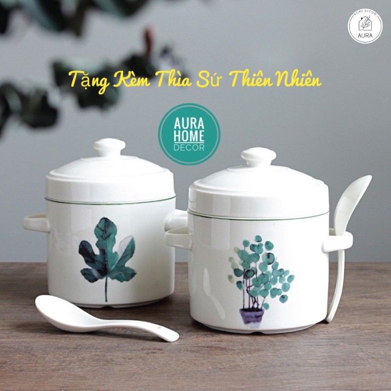 Thố chưng yến sứ cách thủy cao cấp 450 - 850ml- Không Chì - An Toàn Tuyệt Đối Khi Dùng - Hàng chuẩn loại 1