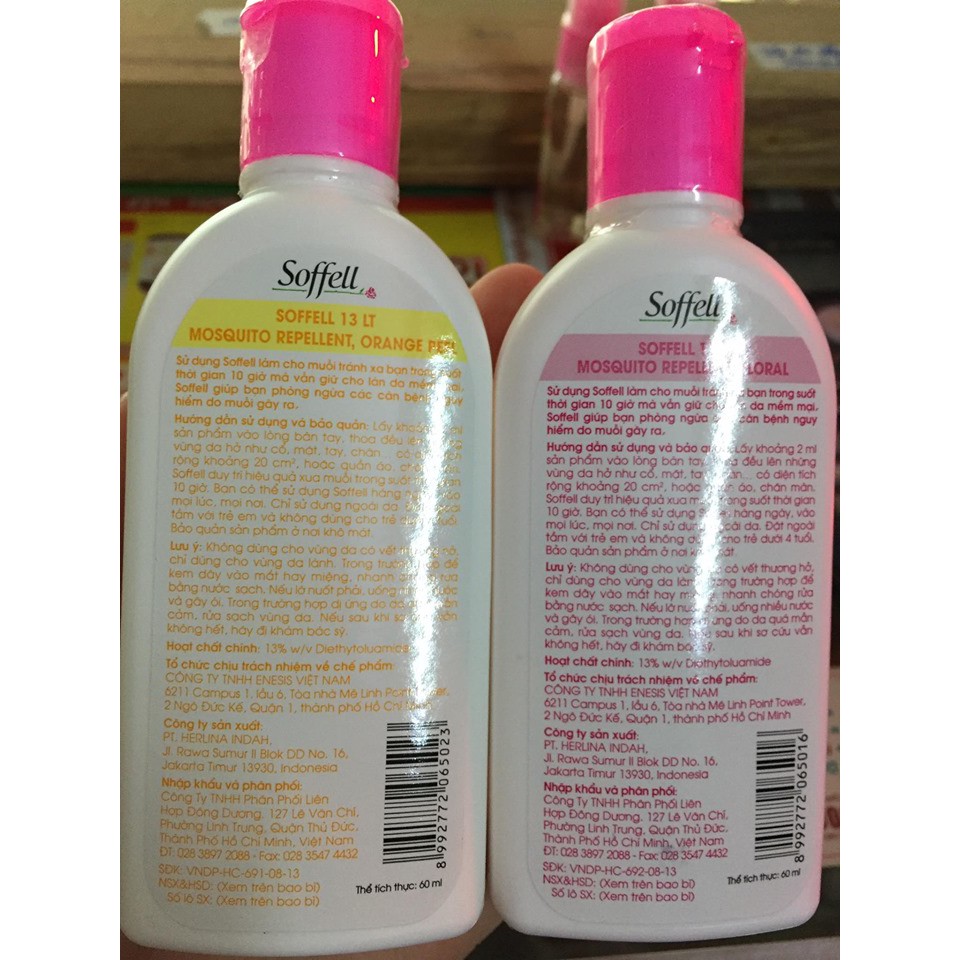 Kem xua muỗi Soffell hương cam, hương hoa 60ml