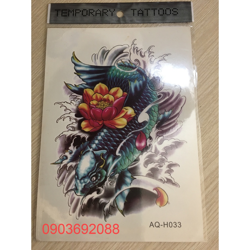 [HCM] Hình xăm dán - tattoo sticker cá chép 15 x 21cm