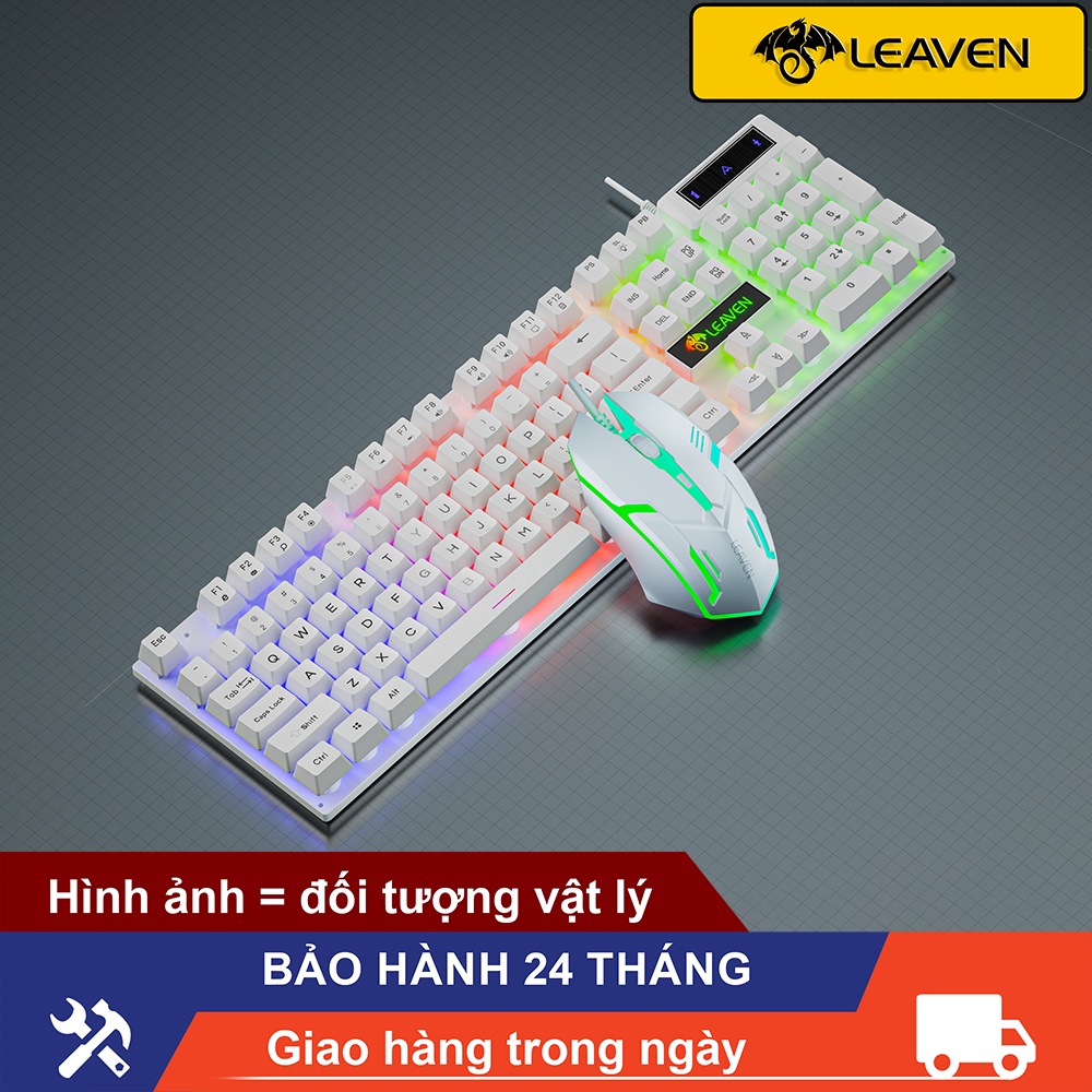 Bộ Bàn Phím Gaming có dây Kèm Chuột Máy Tính Con  Có LED 7 Màu Ấn Tượng LEAVEN D320 bàn phím