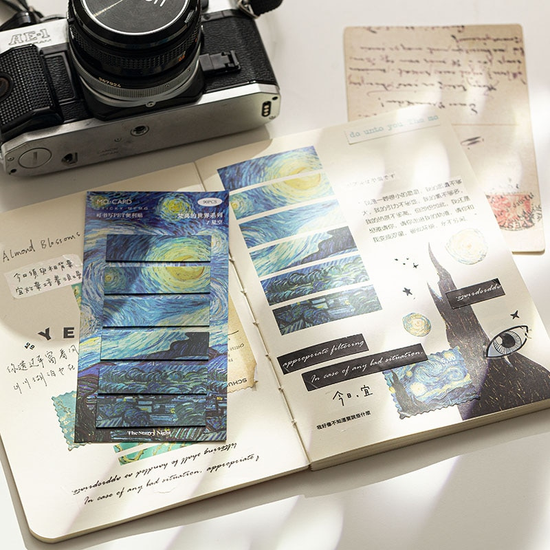 Set 90 Giấy Ghi Chú In Hình Tranh Van Gogh Sáng Tạo