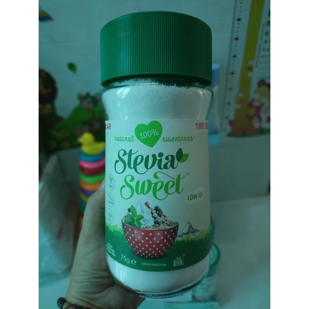 Đường ăn kiêng thấp năng lượng Hermesetas Stevia Sweet hộp thủy tinh 75g