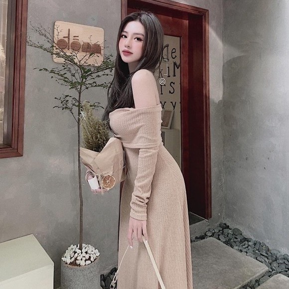 [Mã WAINCU20 hoàn 20% xu đơn 99k] 🎀HÀNG LOẠI 1🎀 Đầm Maxi Trễ Vai Dáng Xoè Siêu Xinh, Váy Len Trễ Vai Dài Tay Cao Cấp | BigBuy360 - bigbuy360.vn