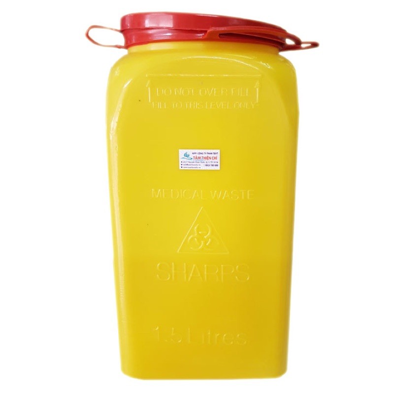 Bình Hủy Kim Tiêm , Bơm kim Tiêm 1,5 lít 1.5l,Thùng chứa kim tiêm, rác sắc nhọn, rác sinh học 1,5 lít 1.5l