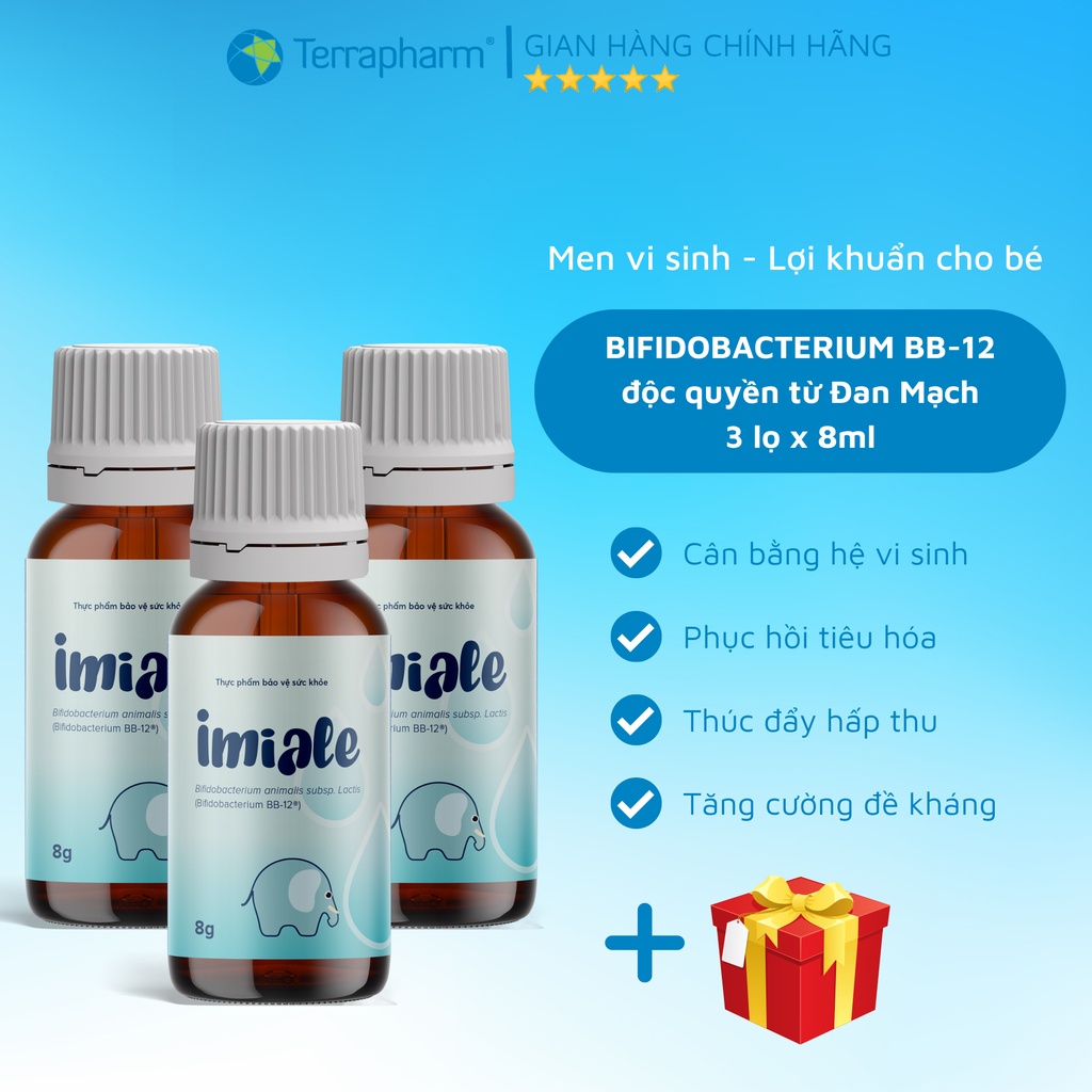 3 lọ Imiale - Lợi khuẩn sống, gắn đích từ Đan Mạch. Men vi sinh cho bé, cải thiện tiêu hóa, tăng đề kháng