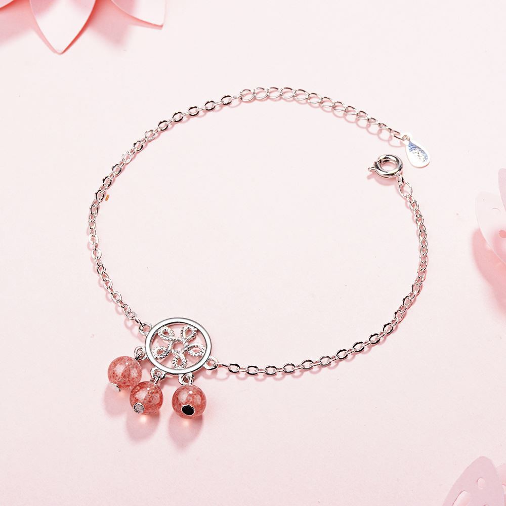 Lắc tay 3 hạt hồng kiểu mới