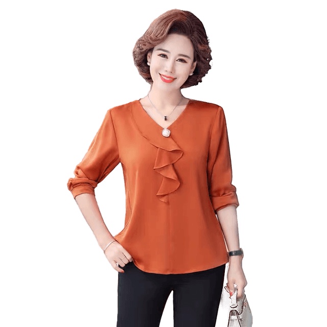 Áo sơ mi nữ trung niên Thiên Tú kiểu dáng tinh tế sang trọng , chất liệu voan thoáng mát dễ chịu thấm hút mồ hôi tốt