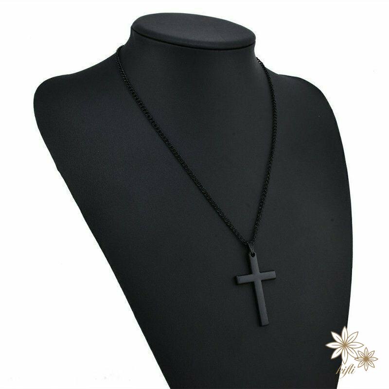 Vòng cổ dạng dây xích với mặt hình chữ thập bằng thép titan cá tính cho nam và nữ