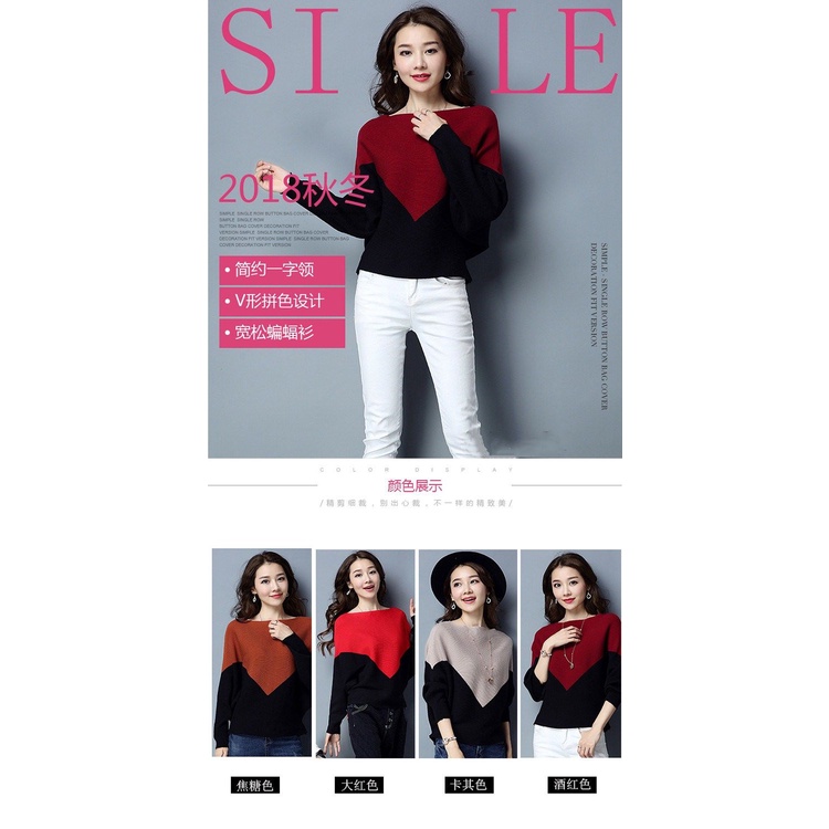 Áo Sweater Cánh Dơi Cổ Tròn Dáng Rộng Phong Cách Hàn Quốc Mới