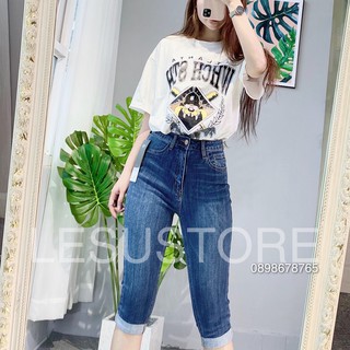 ẢNH TỰ CHỤP QUần Jeans Ngố Ôm Trơn Gấp Lai