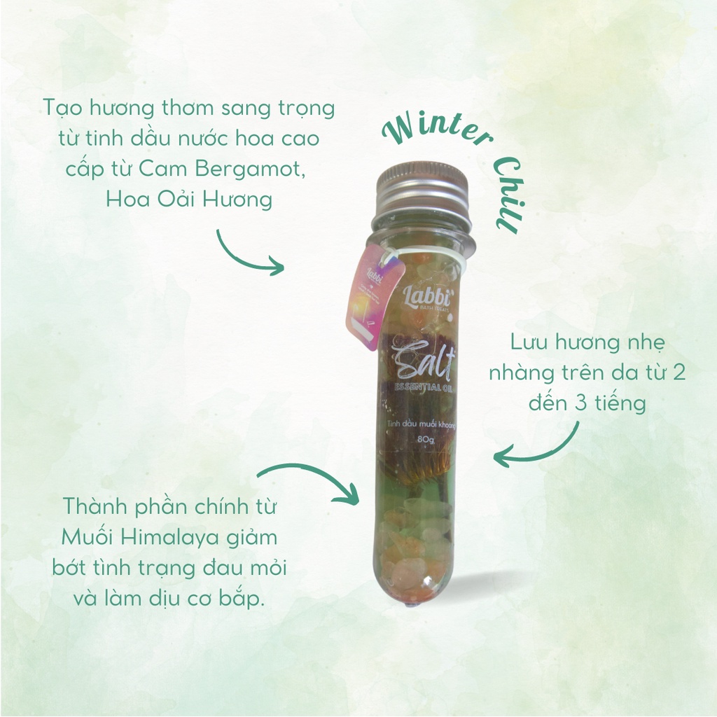 Tinh dầu muối khoáng dưỡng da ngâm bồn WINTER CHILL [Labbi] Salt Essential Oil