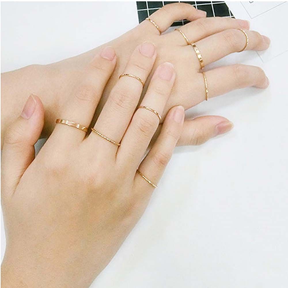 Epoch Set 10 Nhẫn Đeo Khớp Ngón Tay Bằng Kim Loại Thiết Kế Đơn Giản Phong Cách Hàn Quốc Thời Trang Cho Nữ