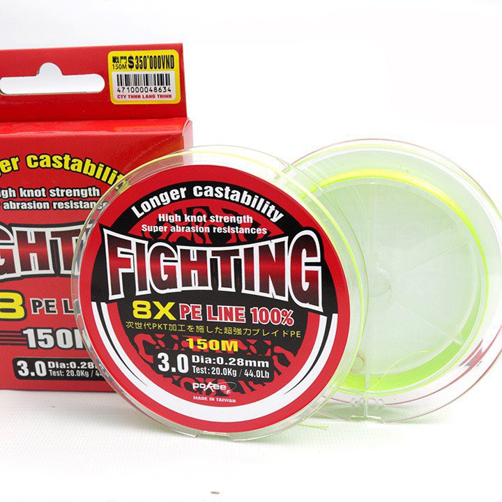 Dây Dù Câu Cá PE Pokee Fighting X8 150m, Công Nghệ Đài Loan, Dây Câu Chìm Câu Lục, Câu Lure Cá Lóc, Siêu Xịn Mịn