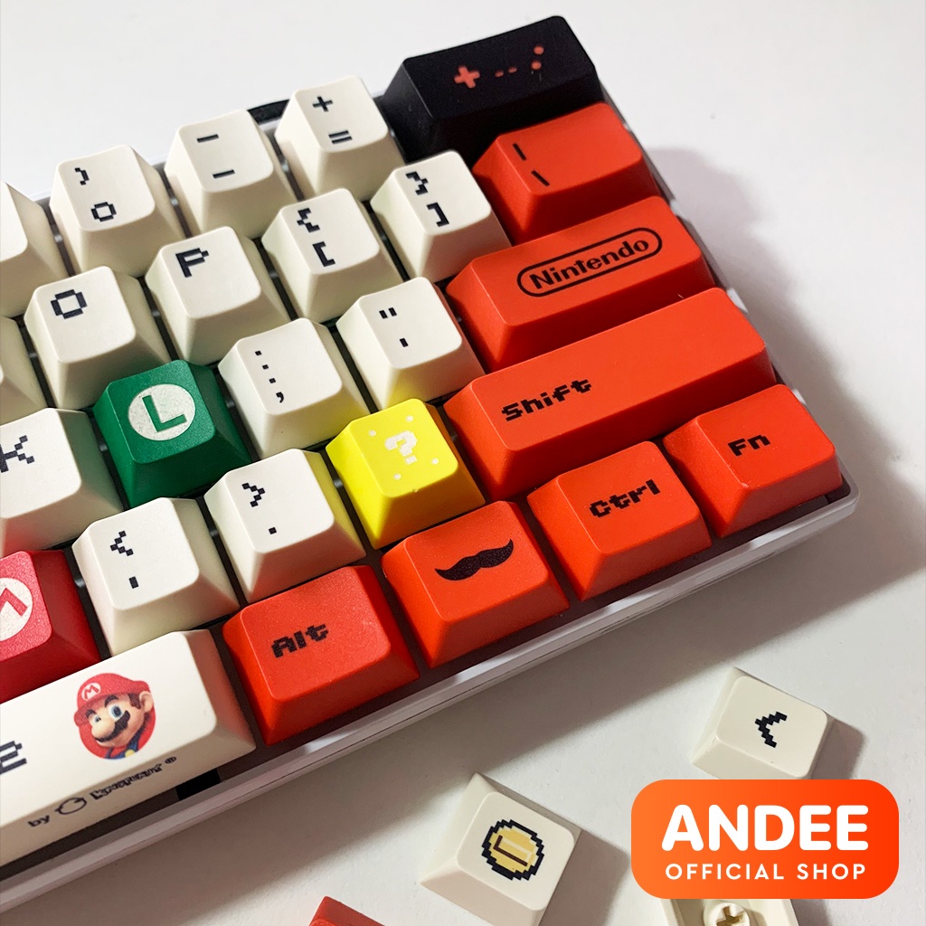 Keycap Mario đỏ 110 nút profile Cherry dễ thương cho bàn phím cơ