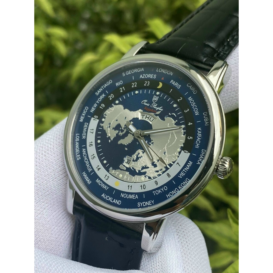 Đồng Hồ Nam Oasis Pacifier 6396G, Dây Da  , Mặt Hình Bản Đồ, Size 40mm