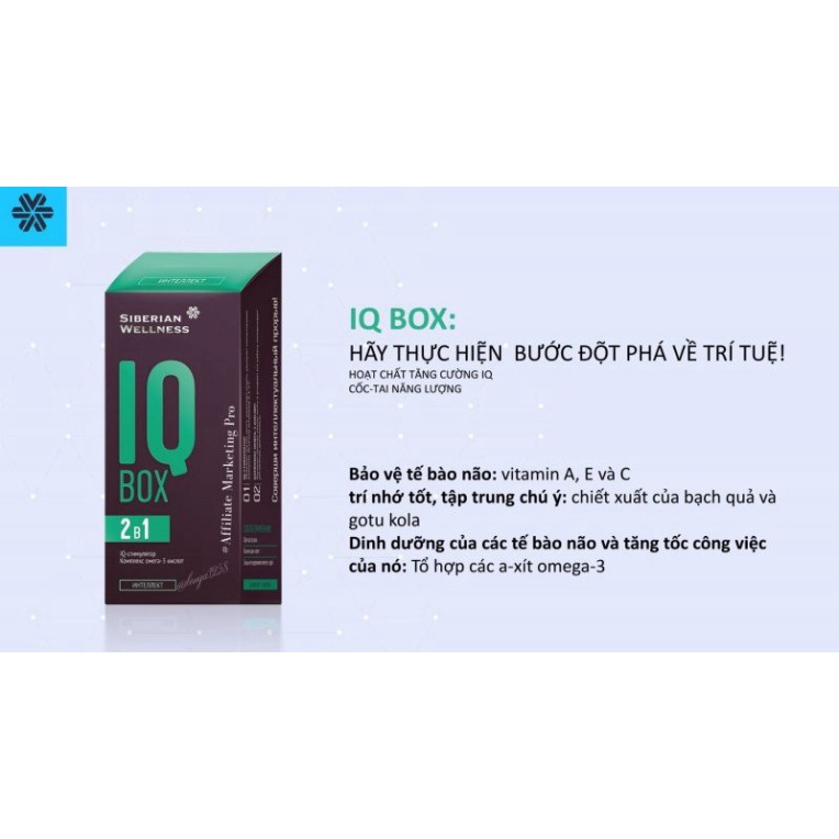 Viên uống hoạt huyết dưỡng não IQ Box - Tăng cường trí nhớ IQ Box Siberian Wellness - Hộp 30 gói