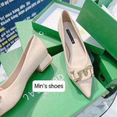 Min's Shoes - Giày Gót Vuông Da Dê Cao Cấp V225