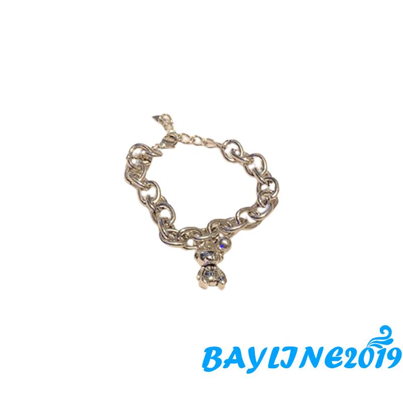 Vòng đeo tay bằng kim loại mặt hình gấu có thể điều chỉnh kích thước dễ thương cho nữ