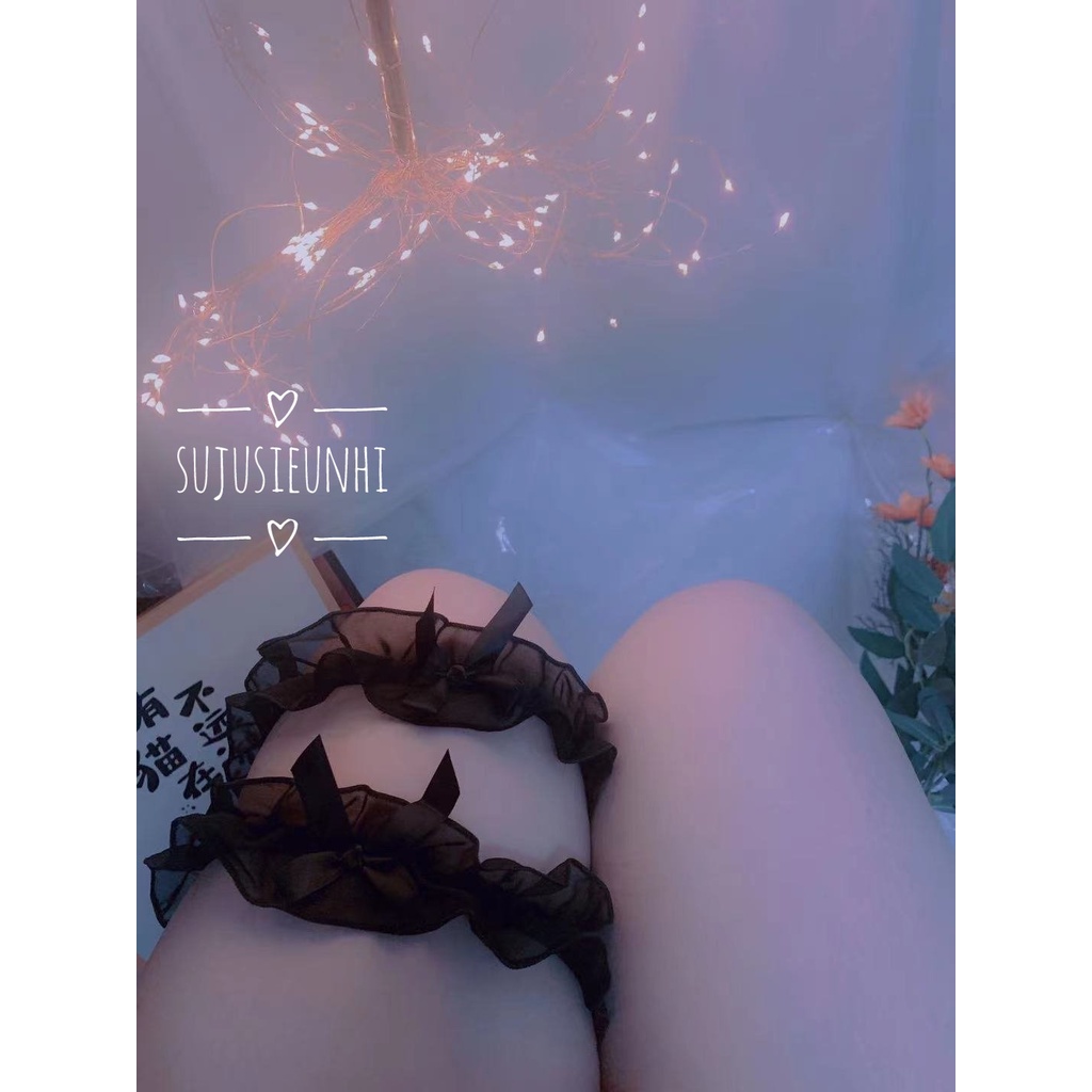 (2 màu-2 mẫu) Vòng choker ren nơ đeo đùi dễ thương (có co giãn)