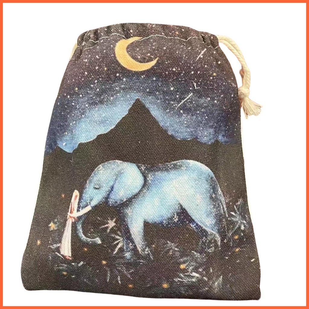 Túi Dây Rút Đựng Bài Tarot Hình Voi Và Mặt Trăng