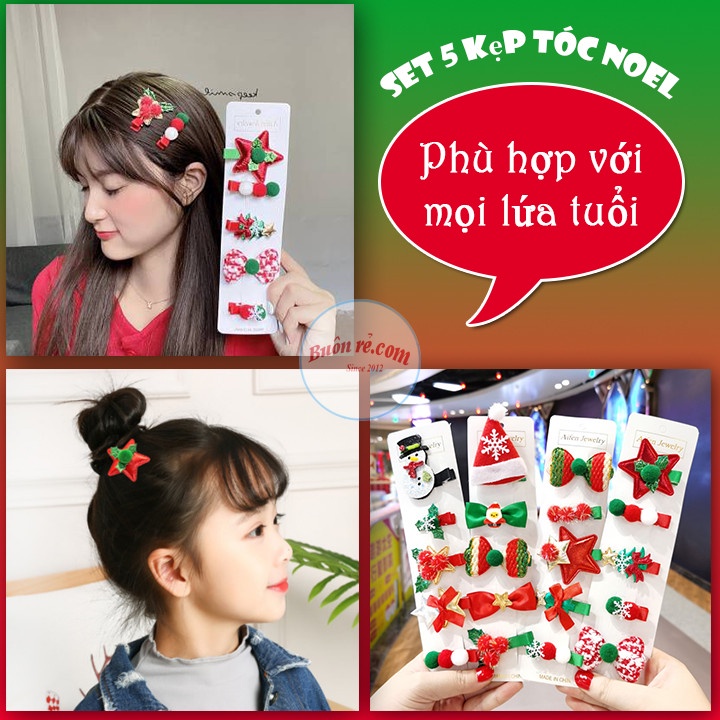 Set 5 kẹp tóc Giáng Sinh xinh xắn đáng yêu 01046