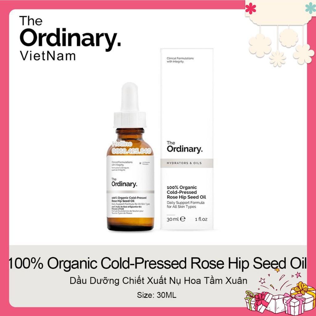 The Ordinary 100% Organic Cold Pressed Rose Hip Seed Oil - Tinh dầu nụ tầm xuân 30ml