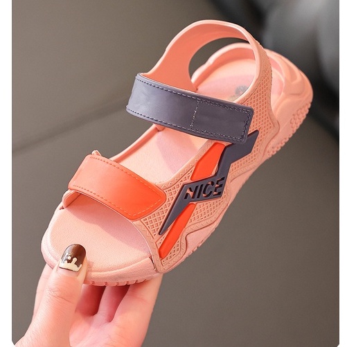 Giày Dép Sandal Quai Hậu Dán Bé Trai Gái Bằng Nhựa Cao Su Dẻo Mềm Đi Học Chơi Chống Trơn Trượt Từ 3-12 Tuổi