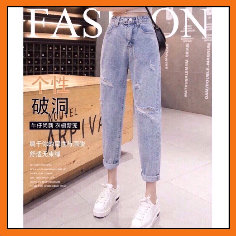 Quần jean bò baggy nữ jeans cạp cao hàng Quảng Châu phong cách jeanhot_0102 ms18