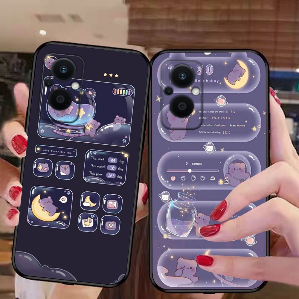 Ốp lưng điện thoại oppo reno 8z bộ gấu tím may mắn