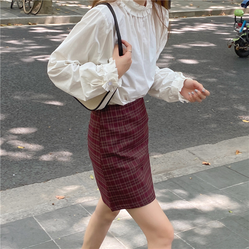 Áo trắng nữ cổ tròn tay dài thanh lịch thời trang 38085