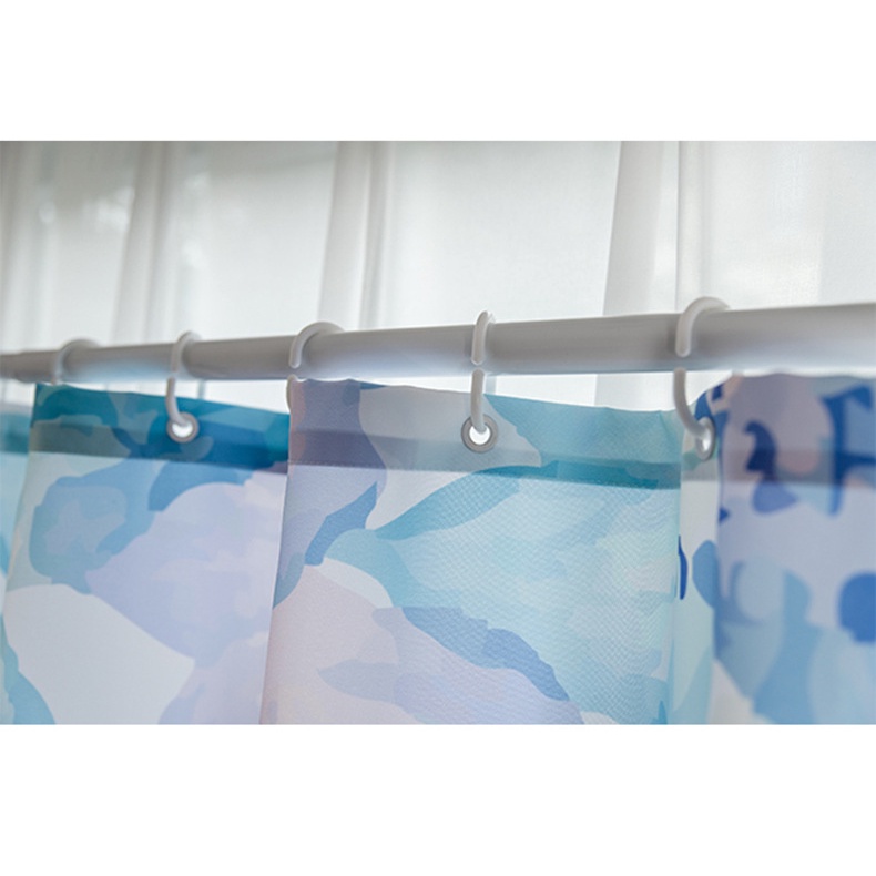 Rèm nhà tắm vải polyester dày dặn in hình hoa sen chống nước