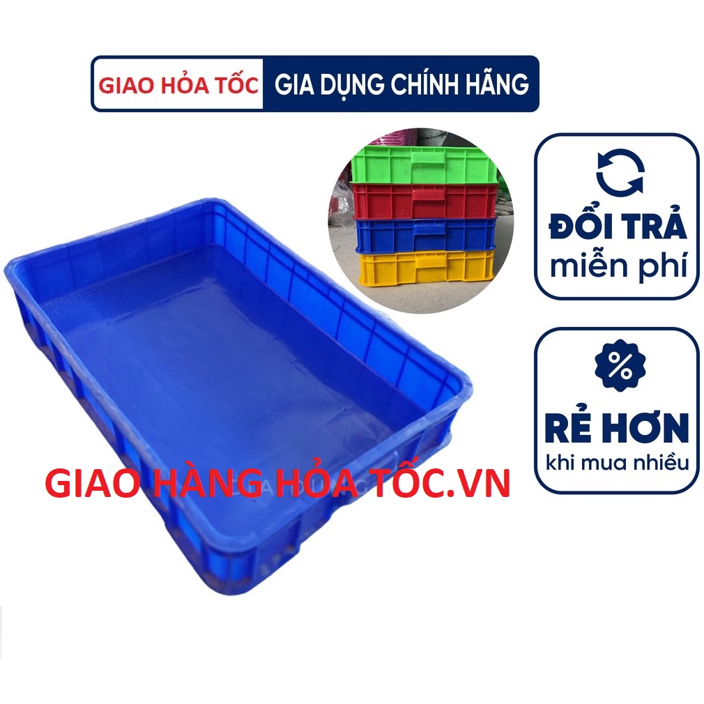Sóng nhựa bít, rổ nhựa bít, sóng nhựa kín, 4 màu, kích thước 61cm x 42cm x 10cm, nhựa chính phẩm bền bỉ