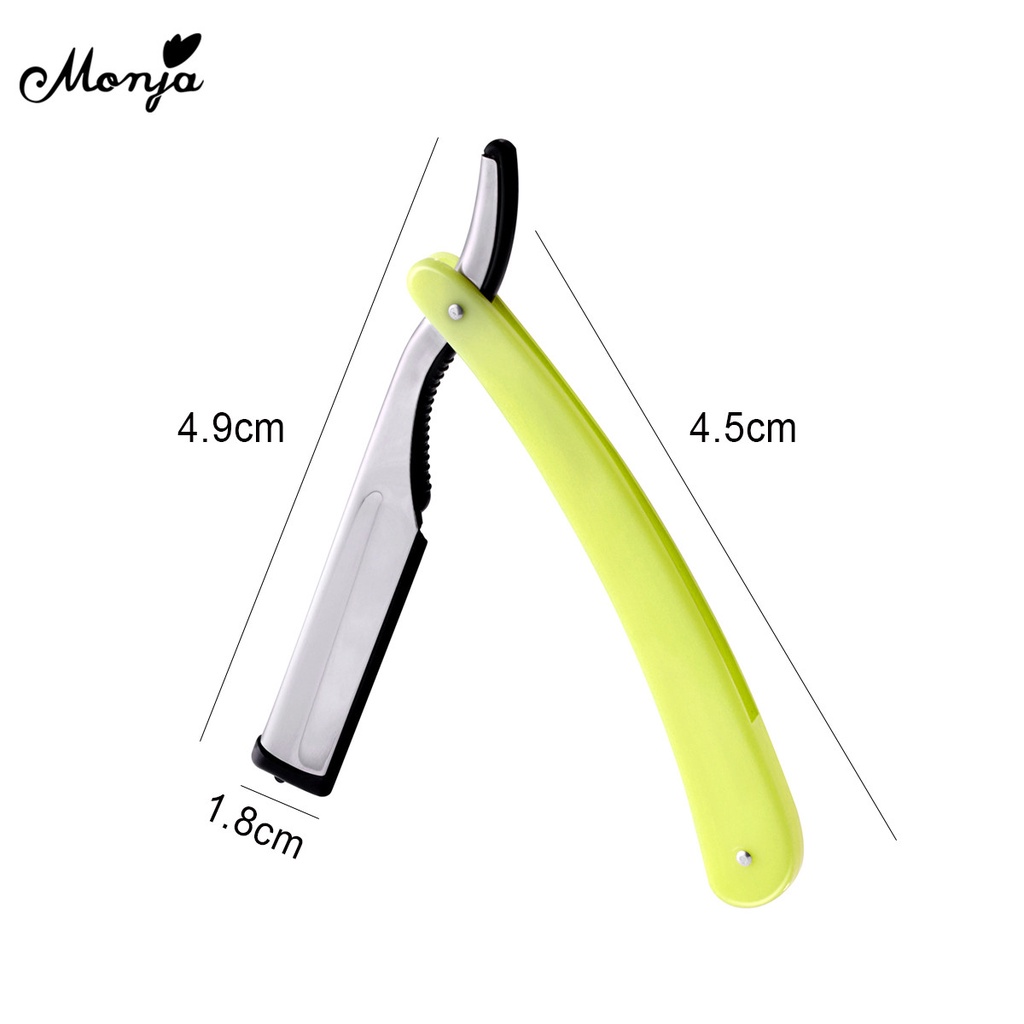 Dao cạo thủ công MONJA hai mặt gấp lại được dạng thẳng sử dụng cho lông mày râu tóc tại salon