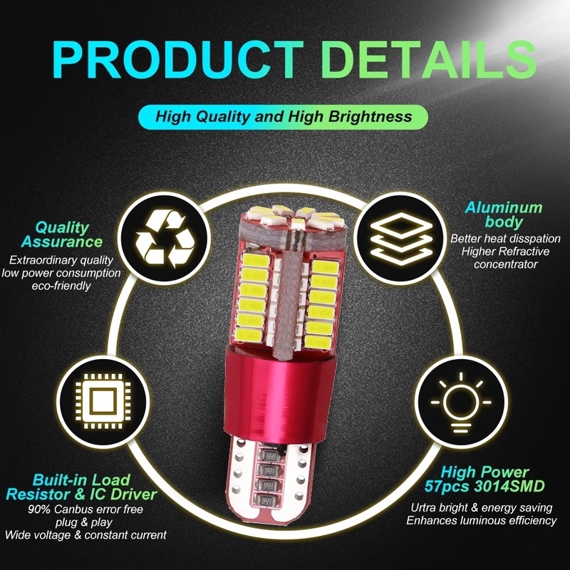 Đèn Led T10 168 192 W5W 57 SMD Siêu Sáng Cho Xe Hơi