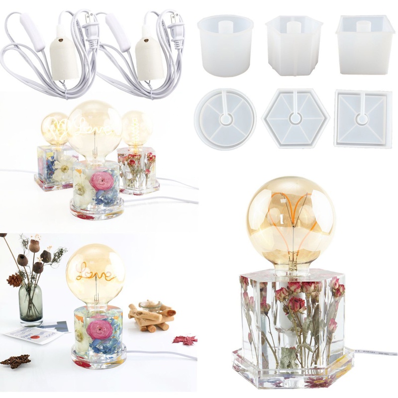 Khuôn Silicone Hình Lục Giác Dùng Làm Đèn Ngủ Bằng Resin Epoxy DIY