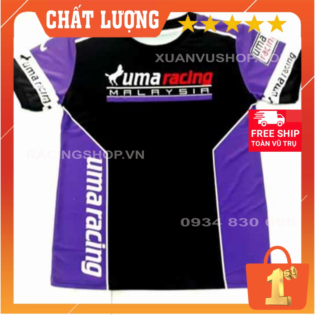 [ Áo Tem Xe ]  Áo Uma Racing (Chất Thun Cotton 100%) T-Shirt Racing Team - Bảo Hành Bung Tróc Vĩnh Viễn